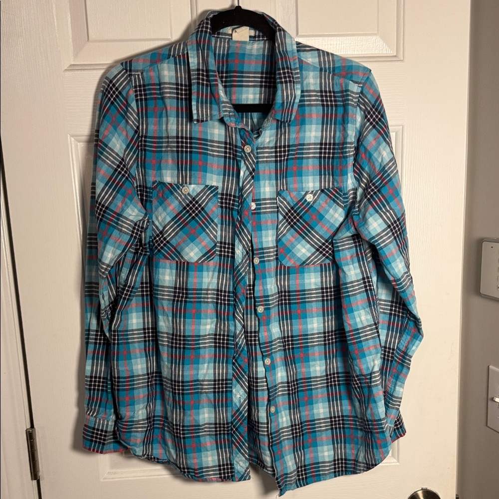 Levi's Turquoise and Black Plaid Women's Shirt